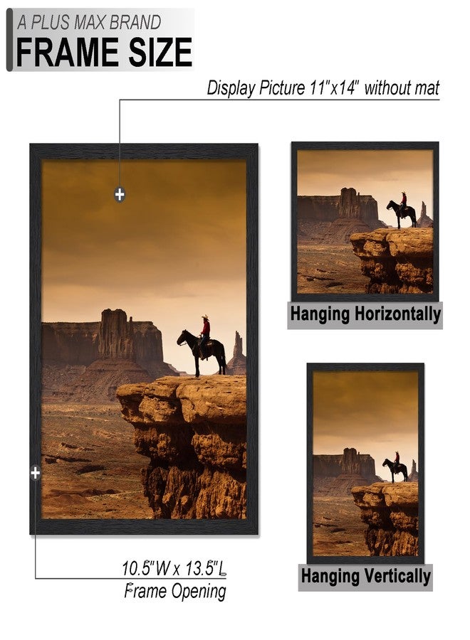 A PLUS MAX 11x14 Picture Frame, Black Engineered Wood Frame for 11 x 14 Inch Picture Poster Photo, Light Weight 11 by 14 Frame with Wood-grain for Wall - 1 Pack/Black/11 x14 - Image 4